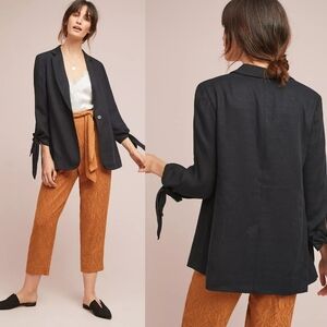ANTHROPOLOGIE CARTONNIER Lloyd Tie Sleeve Blazer In Black 0.